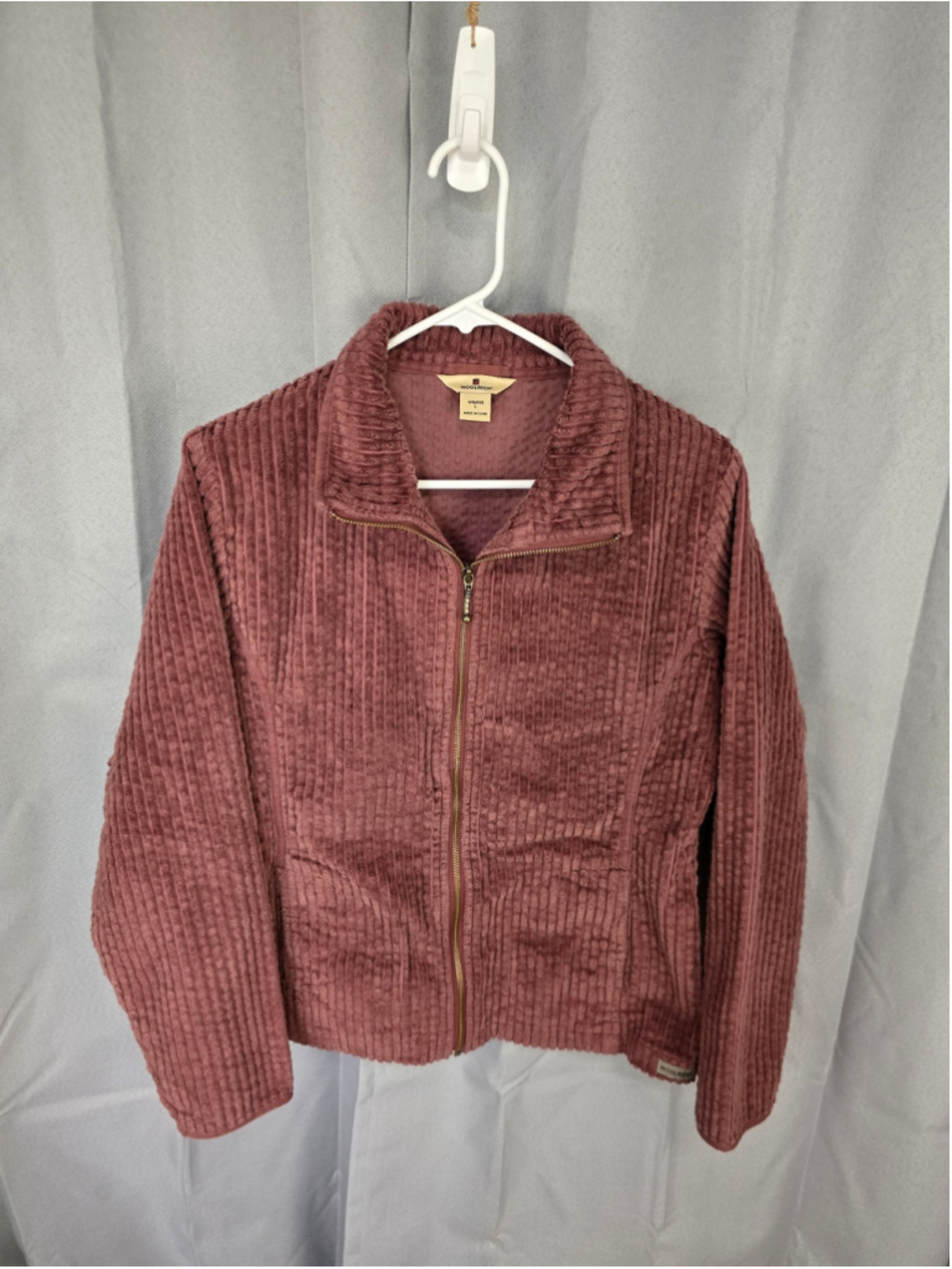 Women's Woolrich Full Zip Textured Sweatshirt Mauve Size L